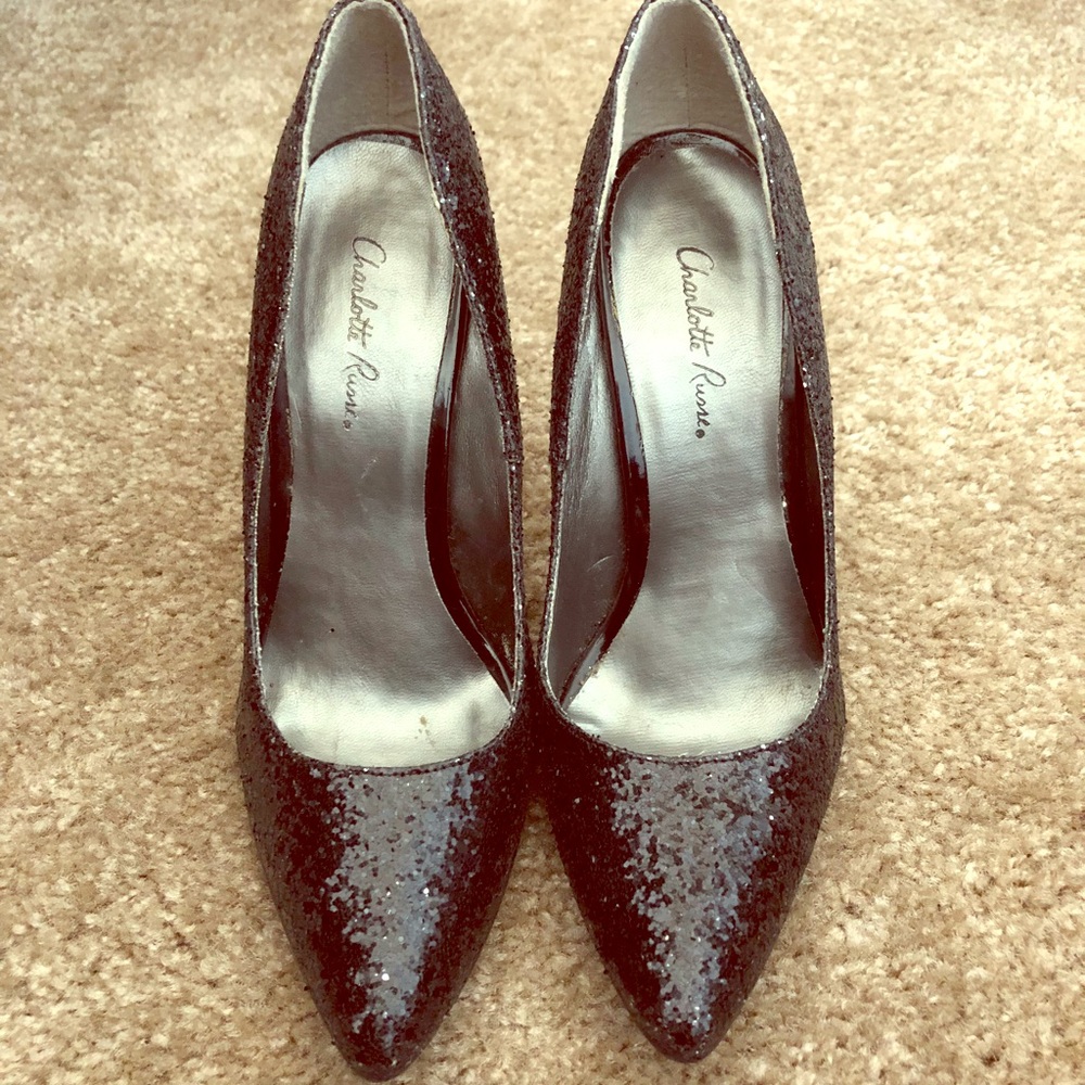 Sparkly black high heels